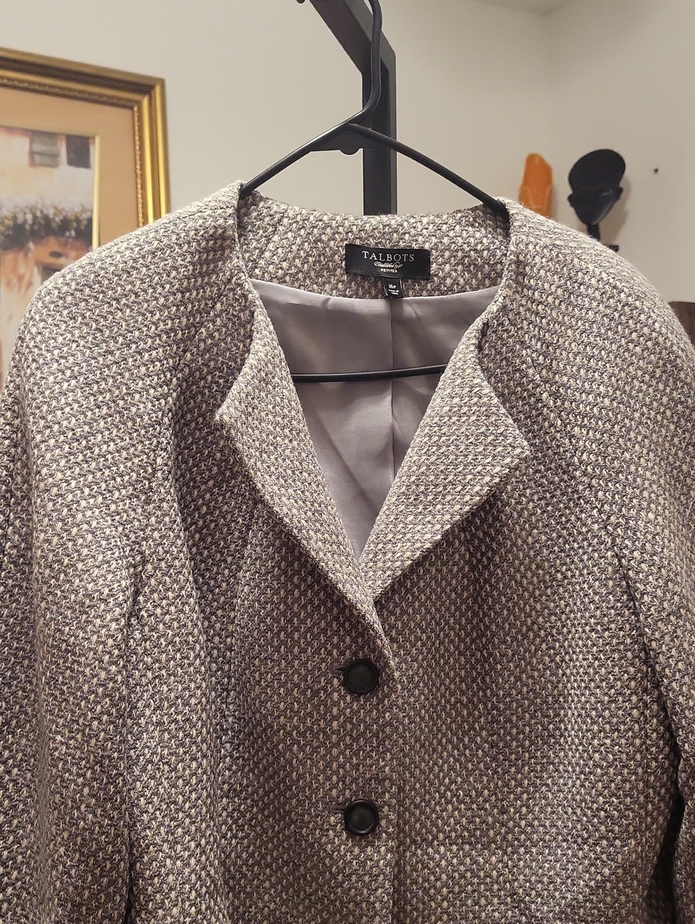 Talbots Gray Textured Three-Button Blazer - Picture 5 of 6